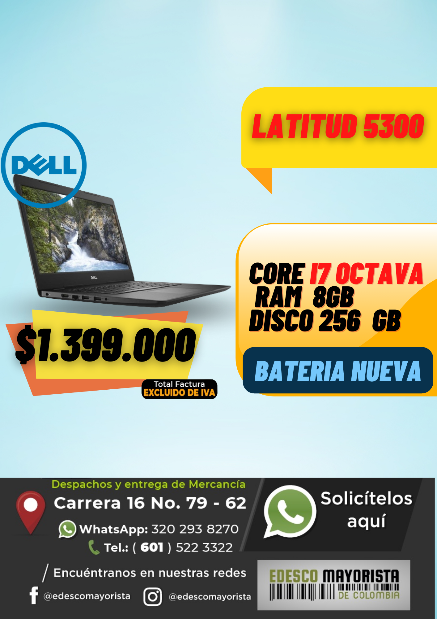 Dell Latitud 5300 Pila nueva